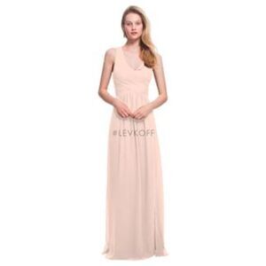 Levkoff Chiffon V-Neck Open Back Maxi Dress